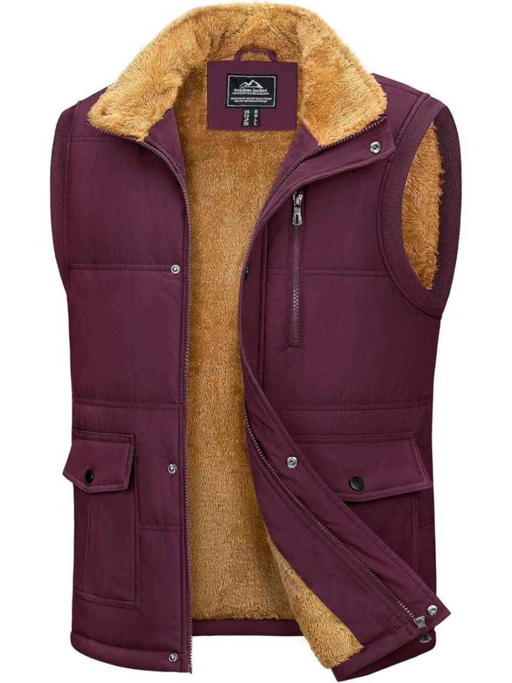Men's Fleece-Lined Puffer Vest - Warm Winter Outerwear, Lightweight & Stylish